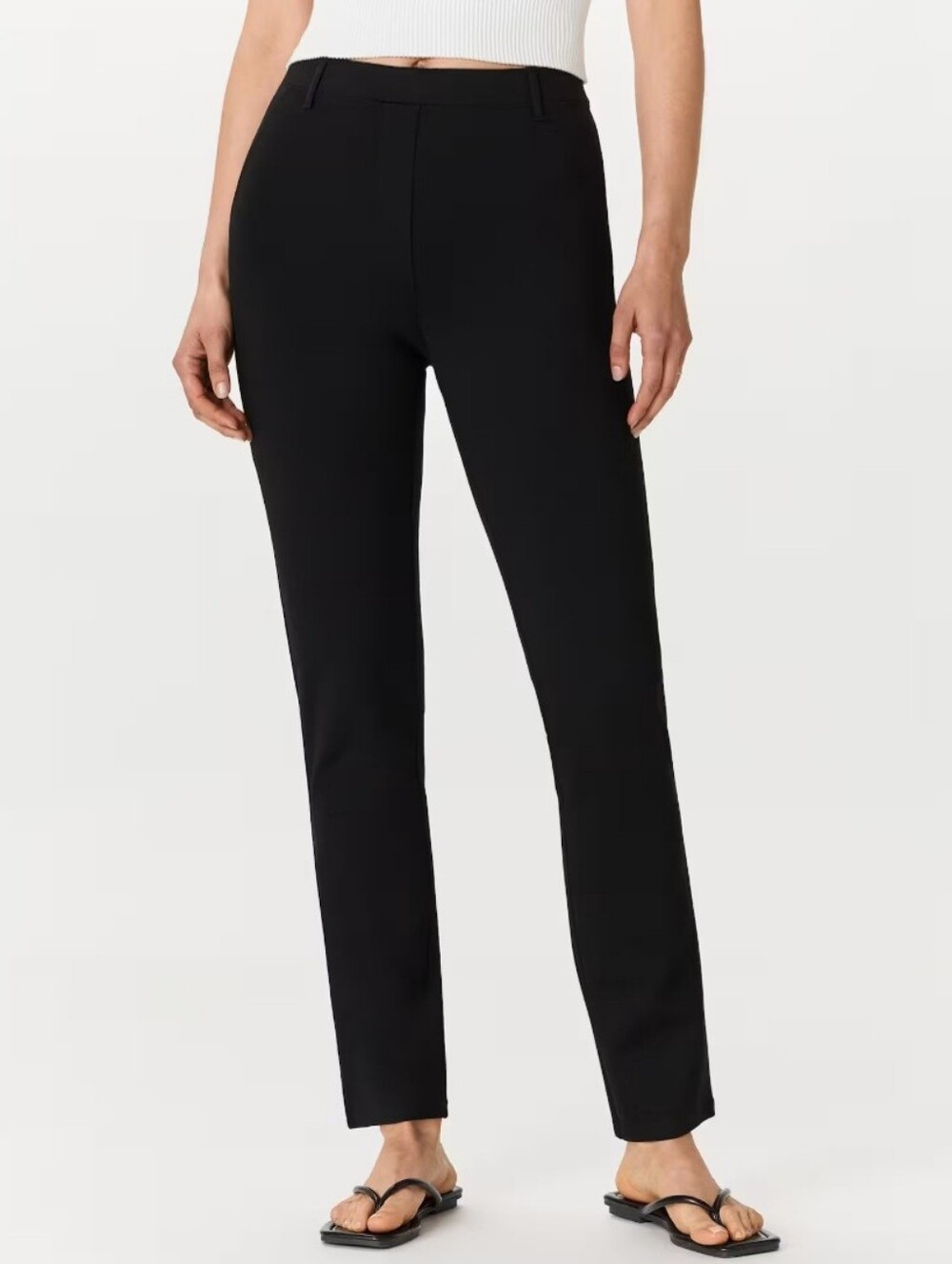 Quince Ultra Stretch Ponte Black Straight Leg Pants Women Size Medium Petite NWT